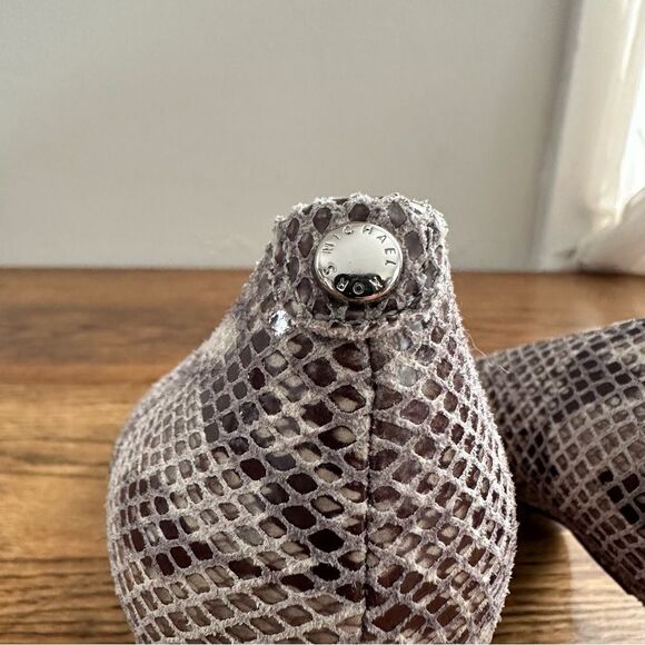 Michael Michael Kors Peep-Toe Leather Snakeskin Print Heels Gray – Size 9.5‎ M - Picture 6 of 9